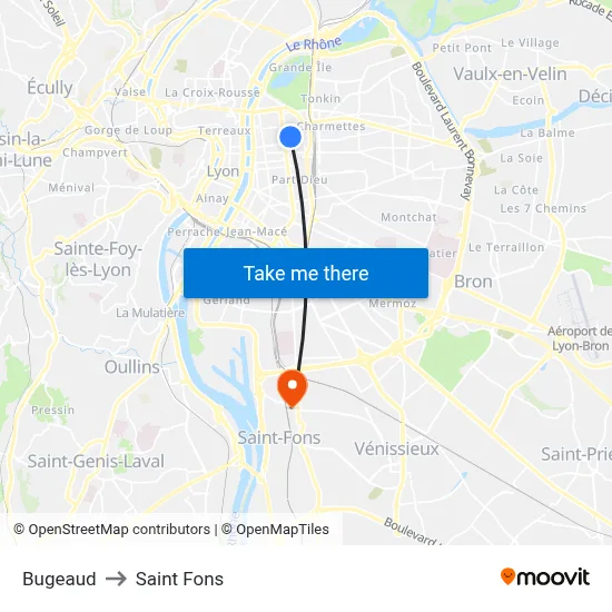 Bugeaud to Saint Fons map