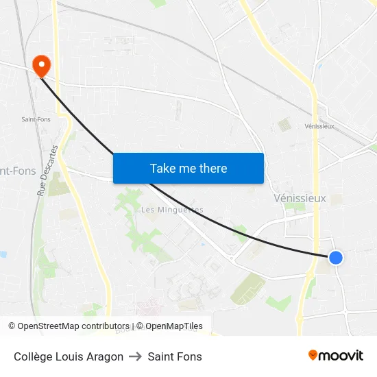Collège Louis Aragon to Saint Fons map