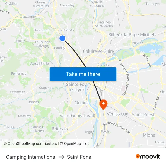 Camping International to Saint Fons map