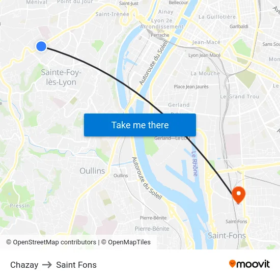 Chazay to Saint Fons map