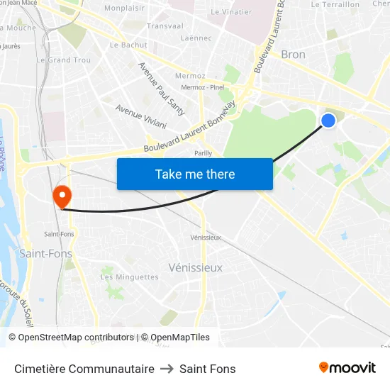 Cimetière Communautaire to Saint Fons map