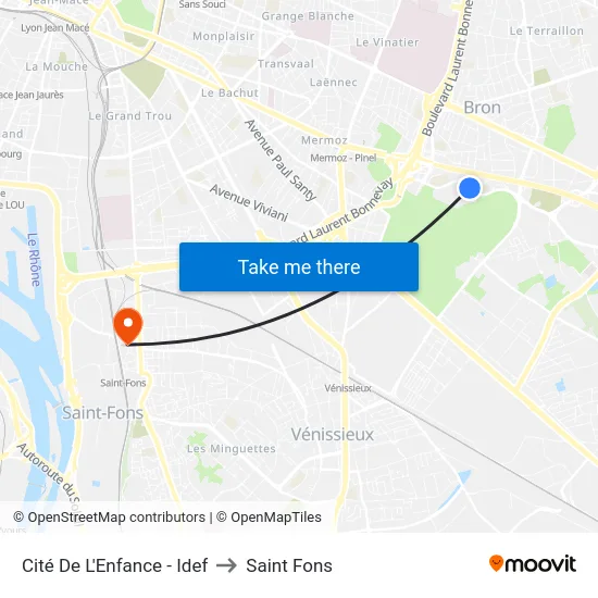 Cité De L'Enfance - Idef to Saint Fons map