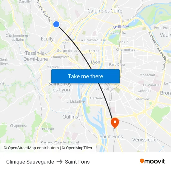 Clinique Sauvegarde to Saint Fons map