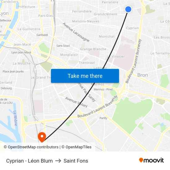 Cyprian - Léon Blum to Saint Fons map