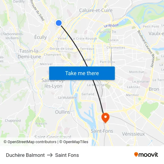 Duchère Balmont to Saint Fons map