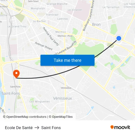 Ecole De Santé to Saint Fons map