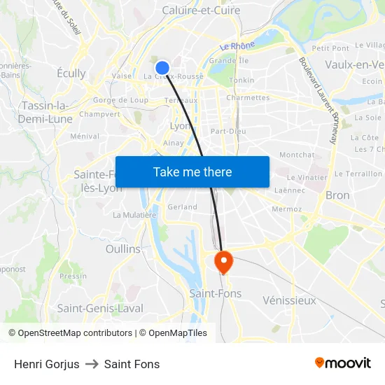 Henri Gorjus to Saint Fons map