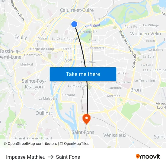 Impasse Mathieu to Saint Fons map