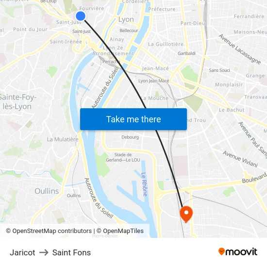 Jaricot to Saint Fons map