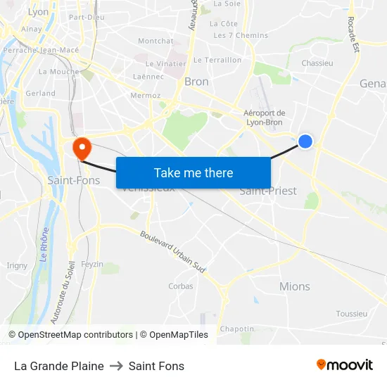 La Grande Plaine to Saint Fons map