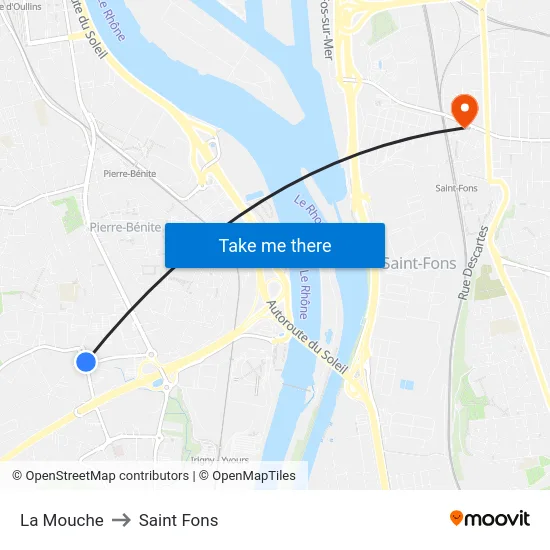 La Mouche to Saint Fons map