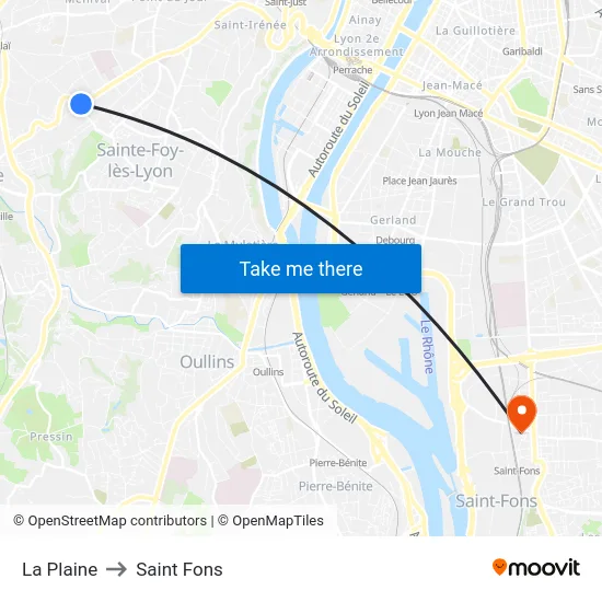 La Plaine to Saint Fons map