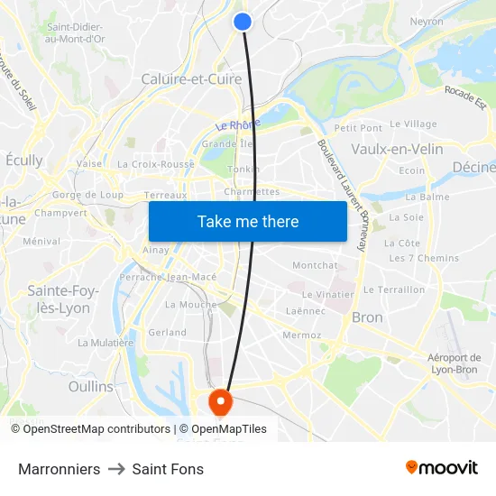 Marronniers to Saint Fons map