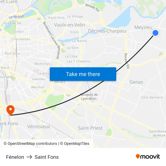 Fénelon to Saint Fons map