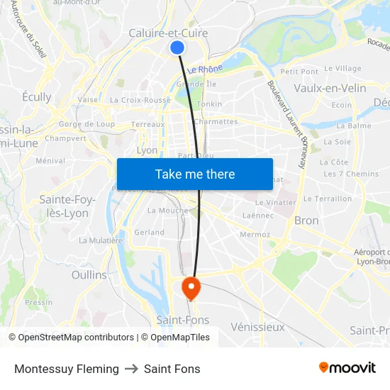 Montessuy Fleming to Saint Fons map