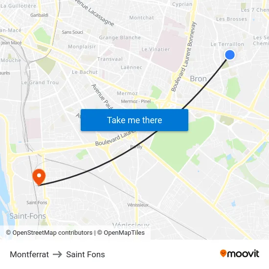Montferrat to Saint Fons map