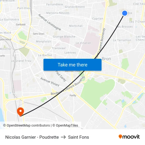 Nicolas Garnier - Poudrette to Saint Fons map