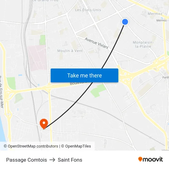 Passage Comtois to Saint Fons map