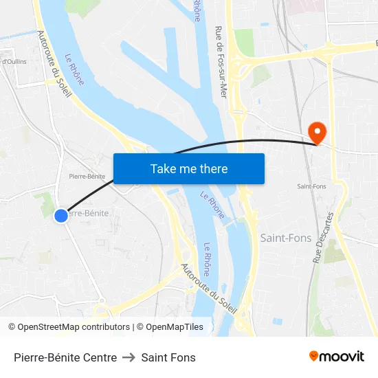 Pierre-Bénite Centre to Saint Fons map