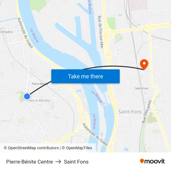 Pierre-Bénite Centre to Saint Fons map