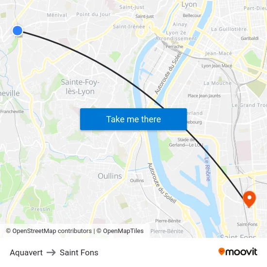 Aquavert to Saint Fons map