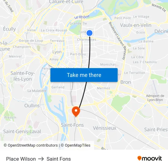 Place Wilson to Saint Fons map