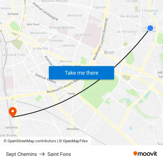 Sept Chemins to Saint Fons map