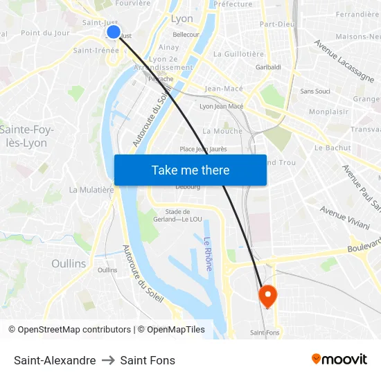 Saint-Alexandre to Saint Fons map