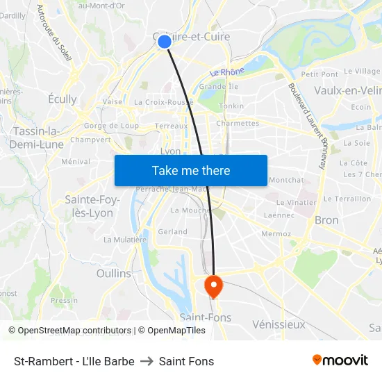 St-Rambert - L'Ile Barbe to Saint Fons map