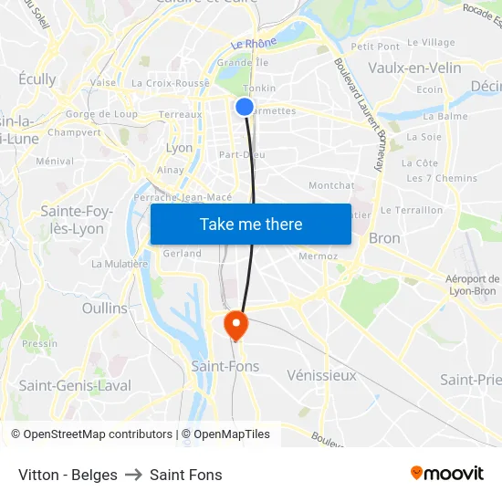 Vitton - Belges to Saint Fons map