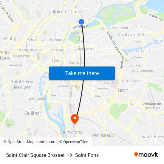 Saint-Clair Square Brosset to Saint Fons map