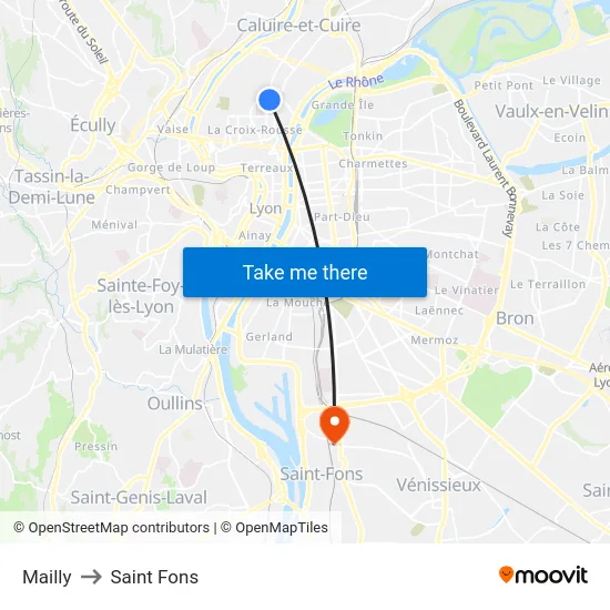 Mailly to Saint Fons map