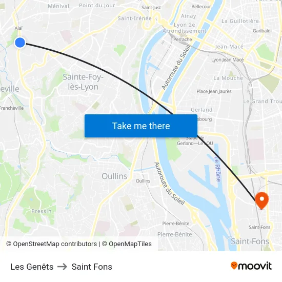 Les Genêts to Saint Fons map