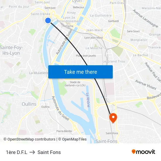 1ère D.F.L to Saint Fons map