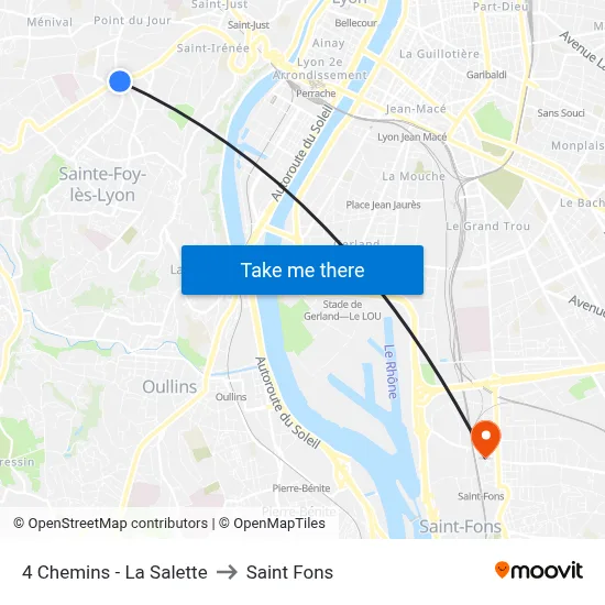 4 Chemins - La Salette to Saint Fons map