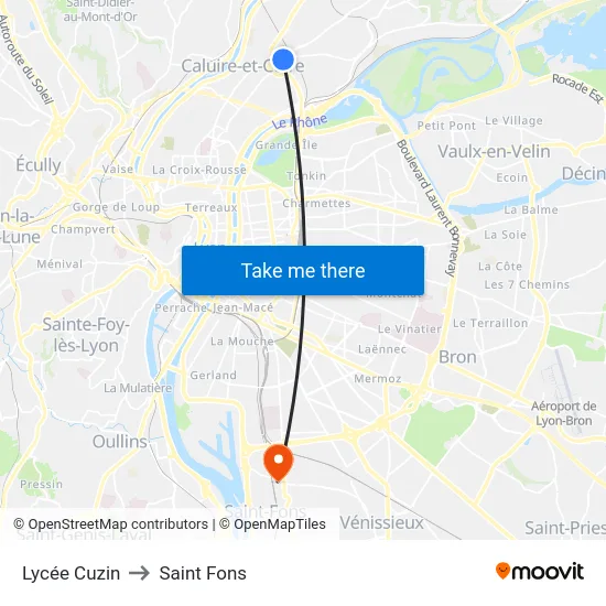 Lycée Cuzin to Saint Fons map