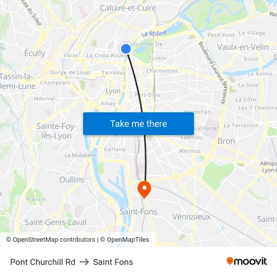 Pont Churchill Rd to Saint Fons map