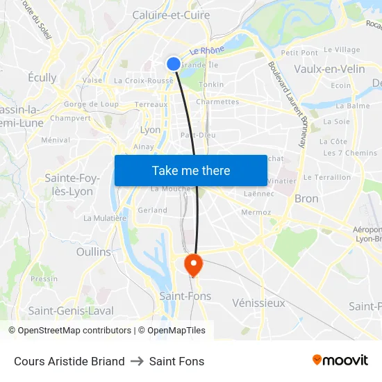 Cours Aristide Briand to Saint Fons map