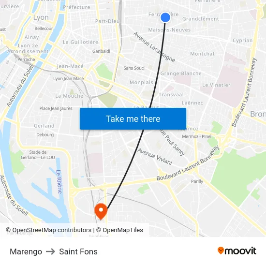 Marengo to Saint Fons map