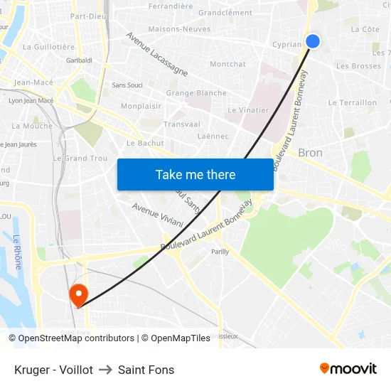 Kruger - Voillot to Saint Fons map