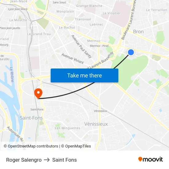Roger Salengro to Saint Fons map