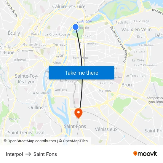 Interpol to Saint Fons map