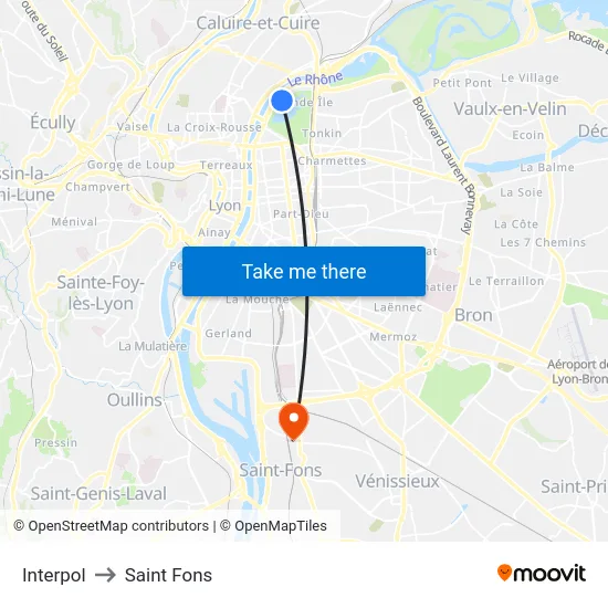 Interpol to Saint Fons map