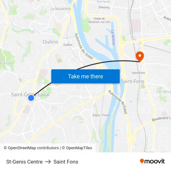 St-Genis Centre to Saint Fons map