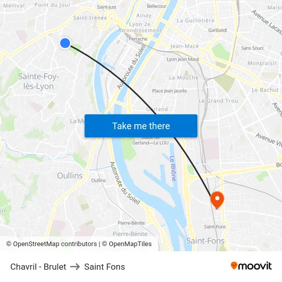Chavril - Brulet to Saint Fons map