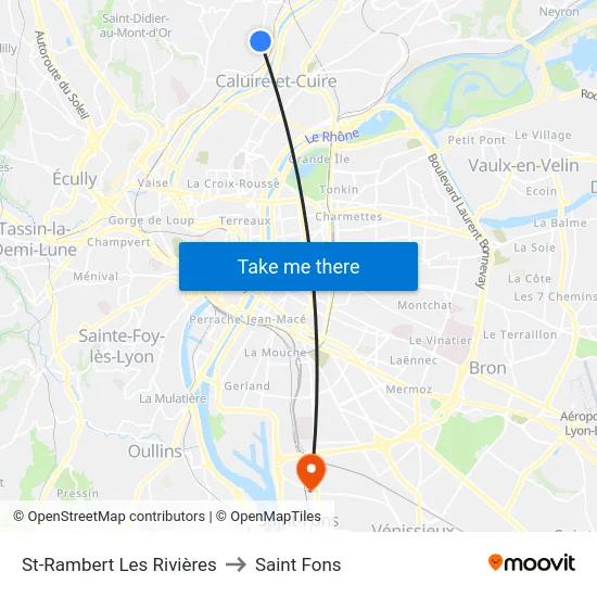 St-Rambert Les Rivières to Saint Fons map