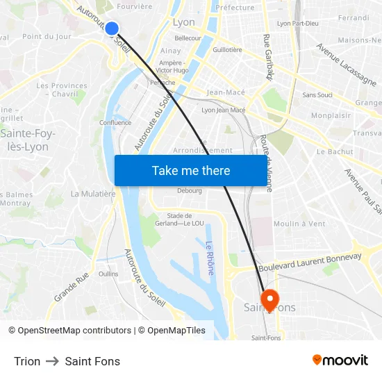 Trion to Saint Fons map