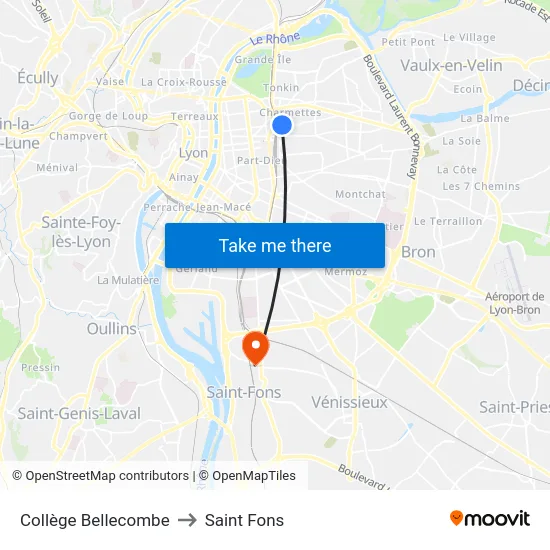 Collège Bellecombe to Saint Fons map