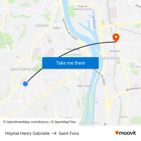 Hôpital Henry Gabrielle to Saint Fons map