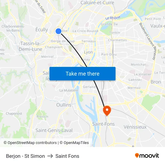 Berjon - St Simon to Saint Fons map